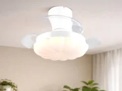 LED Deckenleuchte BORAS mit Ventilator und Fernbedienung Ø 34cm - max. 60cm