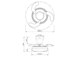 LED Deckenleuchte BORAS mit Ventilator und Fernbedienung Ø 34cm - max. 60cm