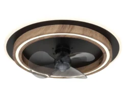 LED Deckenleuchte BOZAN rund mit Ventilator & Fernbedienung Holzoptik, Ø 50cm