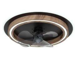 LED Deckenleuchte BOZAN rund mit Ventilator & Fernbedienung Holzoptik, Ø 50cm