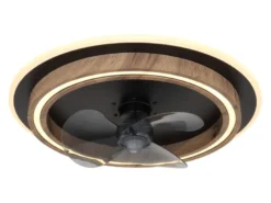 LED Deckenleuchte BOZAN rund mit Ventilator & Fernbedienung Holzoptik, Ø 50cm