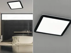 LED Deckenleuchte CAMILLA Schwarz matt mit Switch Dimmer IP44, Quadrat 40cm