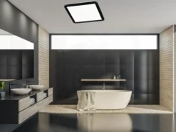 LED Deckenleuchte CAMILLA Schwarz matt mit Switch Dimmer IP44, Quadrat 40cm