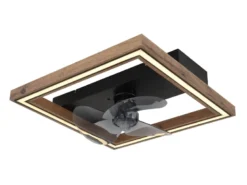 LED Deckenleuchte CELINATA mit Ventilator & Fernbedienung Holzoptik, Breite 44cm