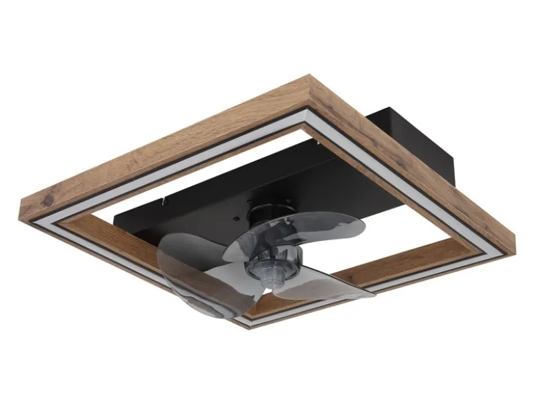 LED Deckenleuchte CELINATA mit Ventilator & Fernbedienung Holzoptik, Breite 44cm