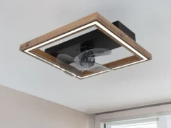 LED Deckenleuchte CELINATA mit Ventilator & Fernbedienung Holzoptik, Breite 44cm
