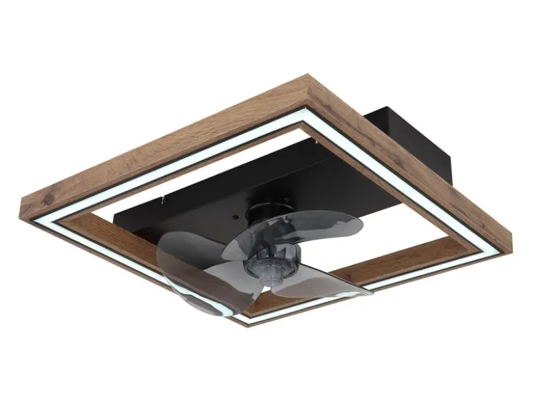 LED Deckenleuchte CELINATA mit Ventilator & Fernbedienung Holzoptik, Breite 44cm