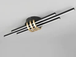 LED Deckenleuchte CINTO in Schwarz Gold, dimmbar, Breite 81cm