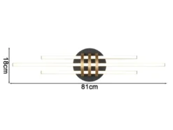 LED Deckenleuchte CINTO in Schwarz Gold, dimmbar, Breite 81cm