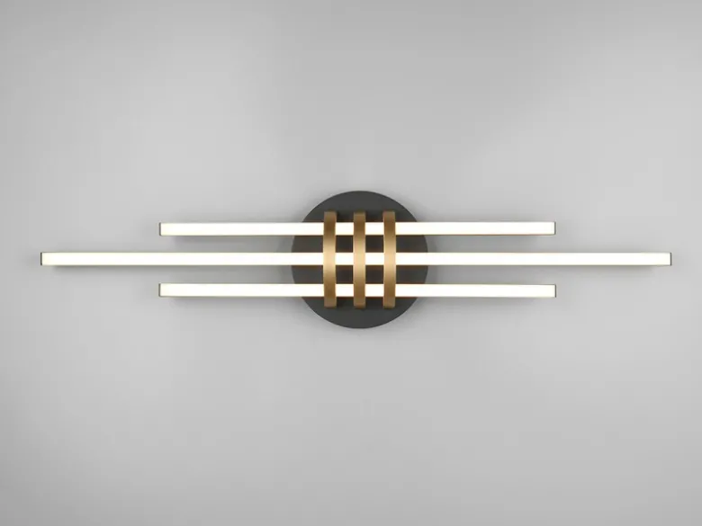 LED Deckenleuchte CINTO in Schwarz Gold, dimmbar, Breite 81cm