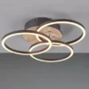 LED Deckenleuchte CIRCLE 3 Ringe Schwarz mit Fernbedienung & Tageslicht Ø 43cm