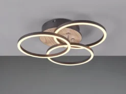 LED Deckenleuchte CIRCLE 3 Ringe Schwarz mit Fernbedienung & Tageslicht Ø 43cm