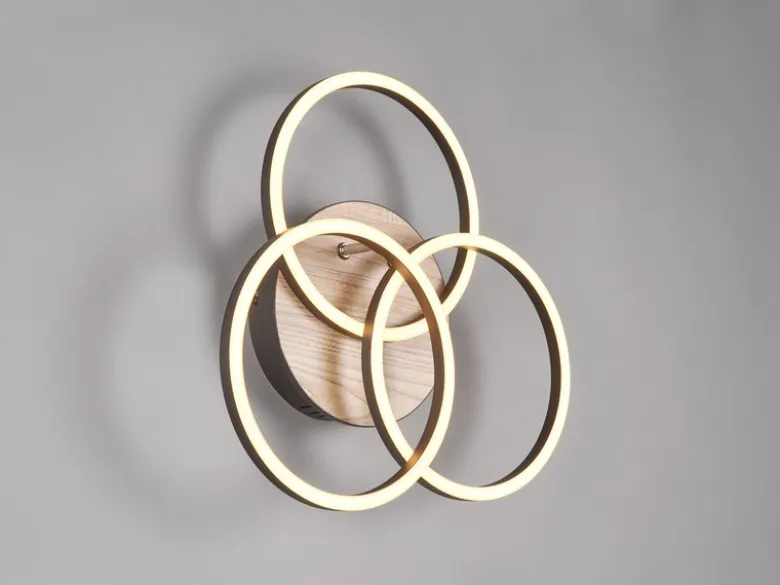 LED Deckenleuchte CIRCLE 3 Ringe Schwarz mit Fernbedienung & Tageslicht Ø 43cm
