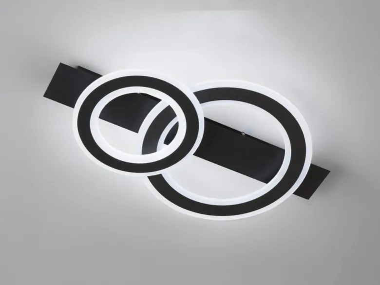 LED Deckenleuchte CIRCLE Schwarz mit Fernbedienung dimmbar, Breite 61cm