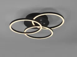 LED Deckenleuchte CIRCLE Schwarz 3 Ringe verstellbar Nachtlicht, Ø 43cm