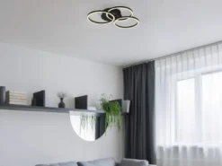 LED Deckenleuchte CIRCLE Schwarz 3 Ringe verstellbar Nachtlicht, Ø 43cm