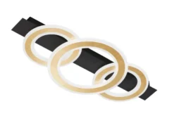 LED Deckenleuchte CIRCLE Schwarz Gold mit Fernbedienung dimmbar, Breite 76cm