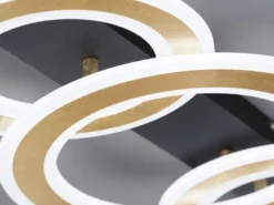 LED Deckenleuchte CIRCLE Schwarz Gold mit Fernbedienung dimmbar, Breite 76cm