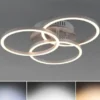 LED Deckenleuchte CIRCLE Silber 3 Ringe verstellbar Nachtlicht, Ø 43cm