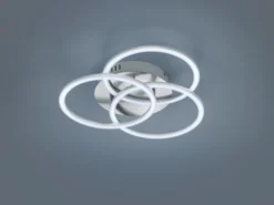 LED Deckenleuchte CIRCLE Silber 3 Ringe verstellbar Nachtlicht, Ø 43cm