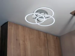 LED Deckenleuchte CIRCLE Silber 3 Ringe verstellbar Nachtlicht, Ø 43cm