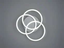 LED Deckenleuchte CIRCLE Silber 3 Ringe verstellbar Nachtlicht, Ø 43cm
