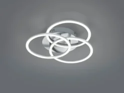 LED Deckenleuchte CIRCLE Silber 3 Ringe verstellbar Nachtlicht, Ø 43cm