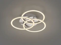 LED Deckenleuchte CIRCLE Silber 3 Ringe verstellbar Nachtlicht, Ø 43cm