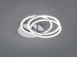 LED Deckenleuchte CIRCLE Silber 3 Ringe verstellbar Nachtlicht, Ø 43cm