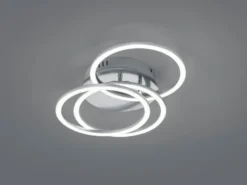 LED Deckenleuchte CIRCLE Silber 3 Ringe verstellbar Nachtlicht, Ø 43cm