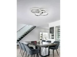 LED Deckenleuchte CIRES dimmbar, Kristall Ringe schwenkbar, Schwarz, Breite 65cm