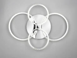 LED Deckenleuchte CIRES dimmbar, Kristall Ringe schwenkbar Chrom, Breite 65cm