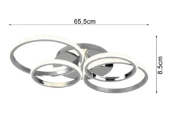 LED Deckenleuchte CIRES dimmbar, Kristall Ringe schwenkbar Chrom, Breite 65cm