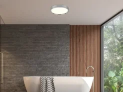 LED Deckenleuchte CLARIMO in Silber Chrom IP44 Badlampe, Ø 33cm