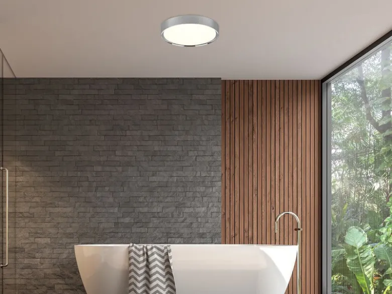 LED Deckenleuchte CLARIMO in Silber Chrom IP44 Badlampe, Ø 33cm