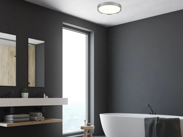 LED Deckenleuchte CLARIMO in Silber Chrom IP44 Badlampe, Ø 33cm