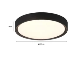 LED Deckenleuchte CLARIMO in Schwarz matt IP44 Badlampe, Ø 33cm
