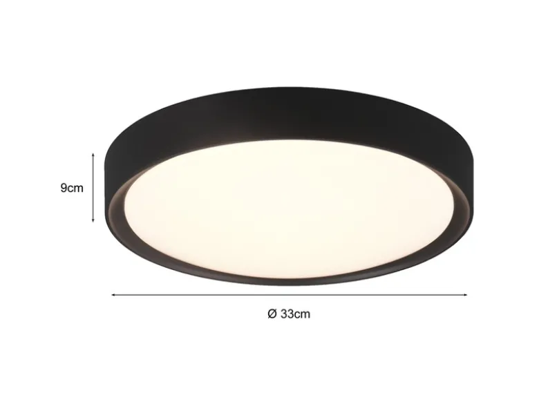 LED Deckenleuchte CLARIMO in Schwarz matt IP44 Badlampe, Ø 33cm
