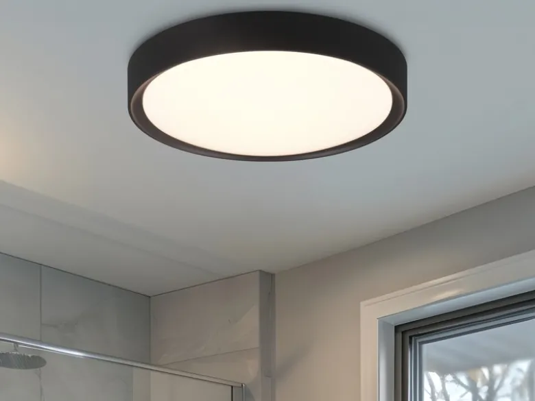 LED Deckenleuchte CLARIMO in Schwarz matt IP44 Badlampe, Ø 33cm
