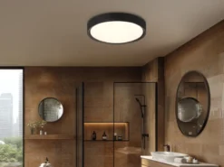 LED Deckenleuchte CLARIMO in Schwarz matt IP44 Badlampe, Ø 33cm