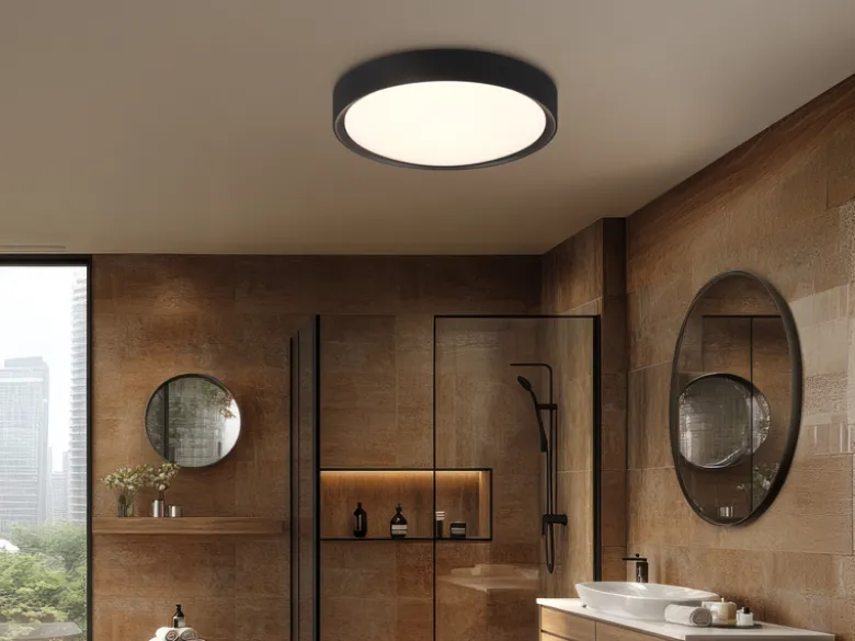 LED Deckenleuchte CLARIMO in Schwarz matt IP44 Badlampe, Ø 33cm