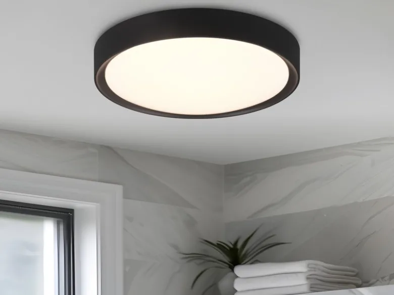 LED Deckenleuchte CLARIMO in Schwarz matt IP44 Badlampe, Ø 33cm