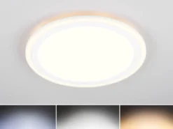LED Deckenleuchte CORA ultraflach mit zwei Lichtquellen, Weiß, Ø 32,5cm