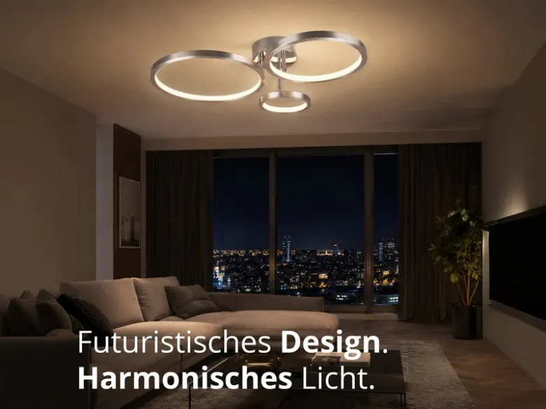 LED Deckenleuchte CORNA schwenkbar & dimmbar, Silber Breite 71cm