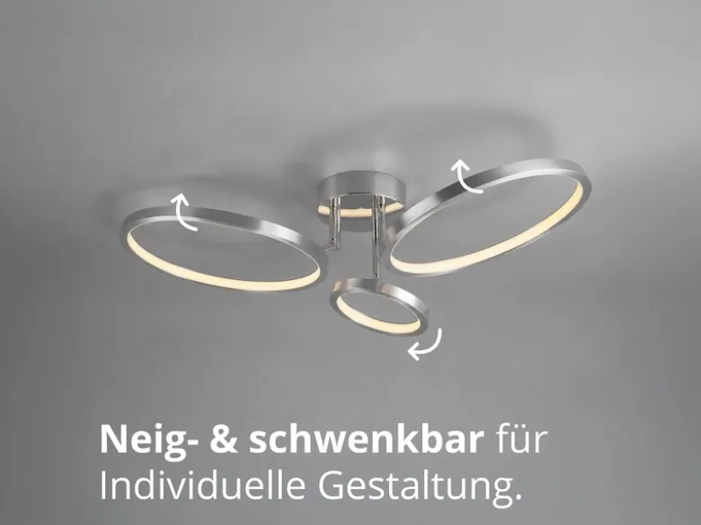 LED Deckenleuchte CORNA schwenkbar & dimmbar, Silber Breite 71cm