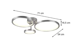 LED Deckenleuchte CORNA schwenkbar & dimmbar, Silber Breite 71cm