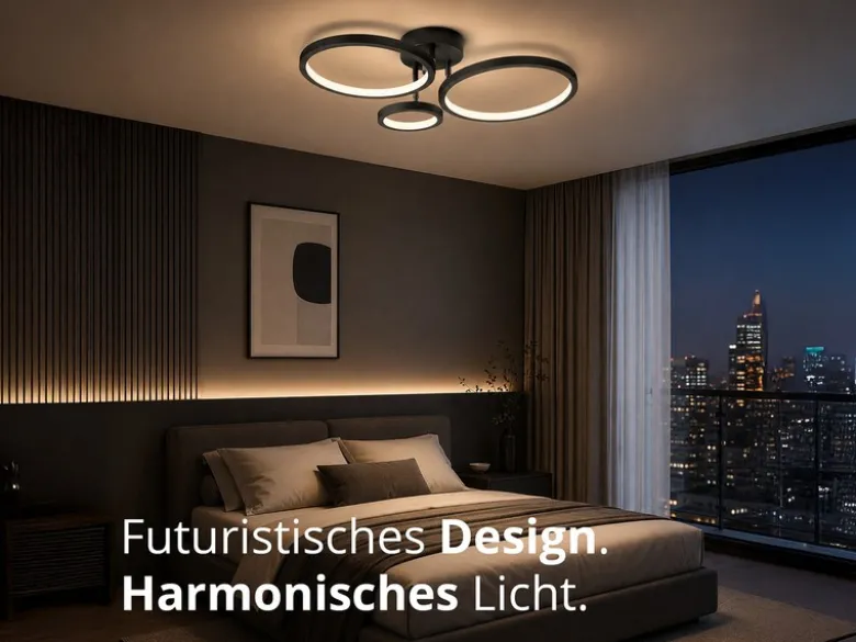 LED Deckenleuchte CORNA schwenkbar & dimmbar, Schwarz Breite 71cm