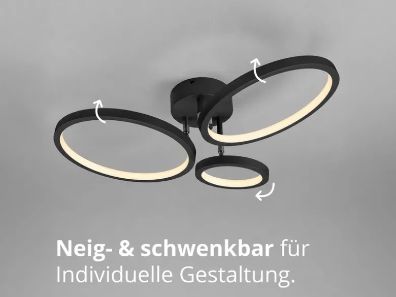 LED Deckenleuchte CORNA schwenkbar & dimmbar, Schwarz Breite 71cm