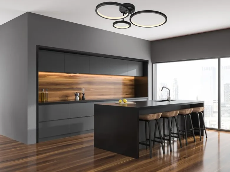 LED Deckenleuchte CORNA schwenkbar & dimmbar, Schwarz Breite 71cm
