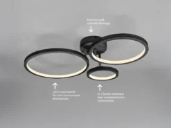 LED Deckenleuchte CORNA schwenkbar & dimmbar, Schwarz Breite 71cm